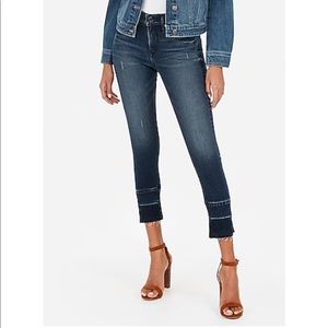 Express Mid Rise Slit Raw Hem Cropped Jean Legging